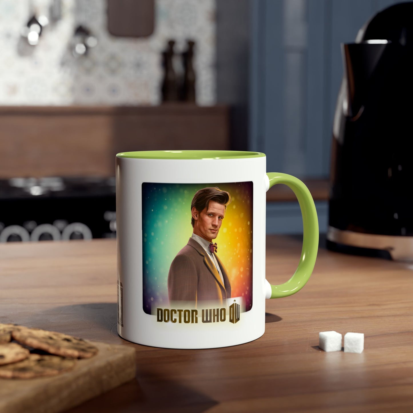 11th Doctor (Matt Smith) and Doctor Who logo mug.