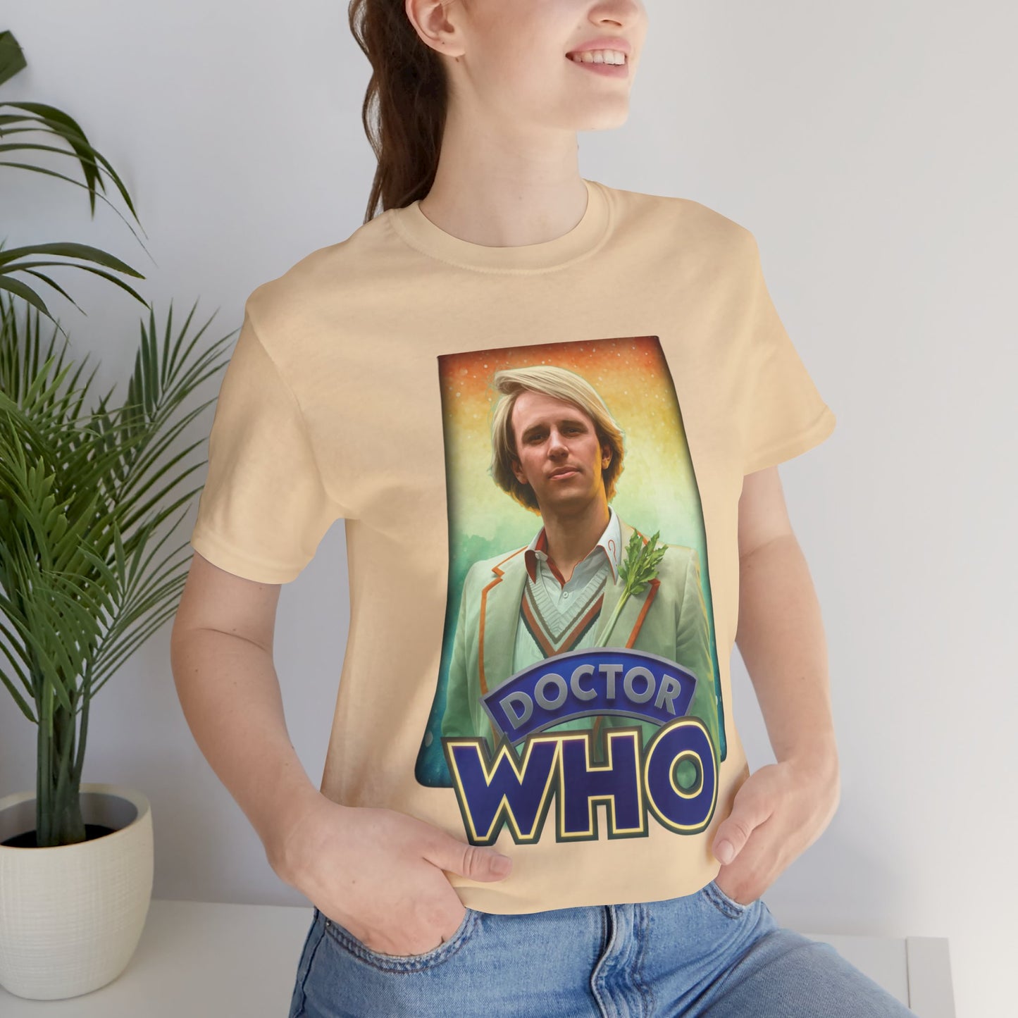 5th Doctor (Peter Davidson) and Doctor Who logo.