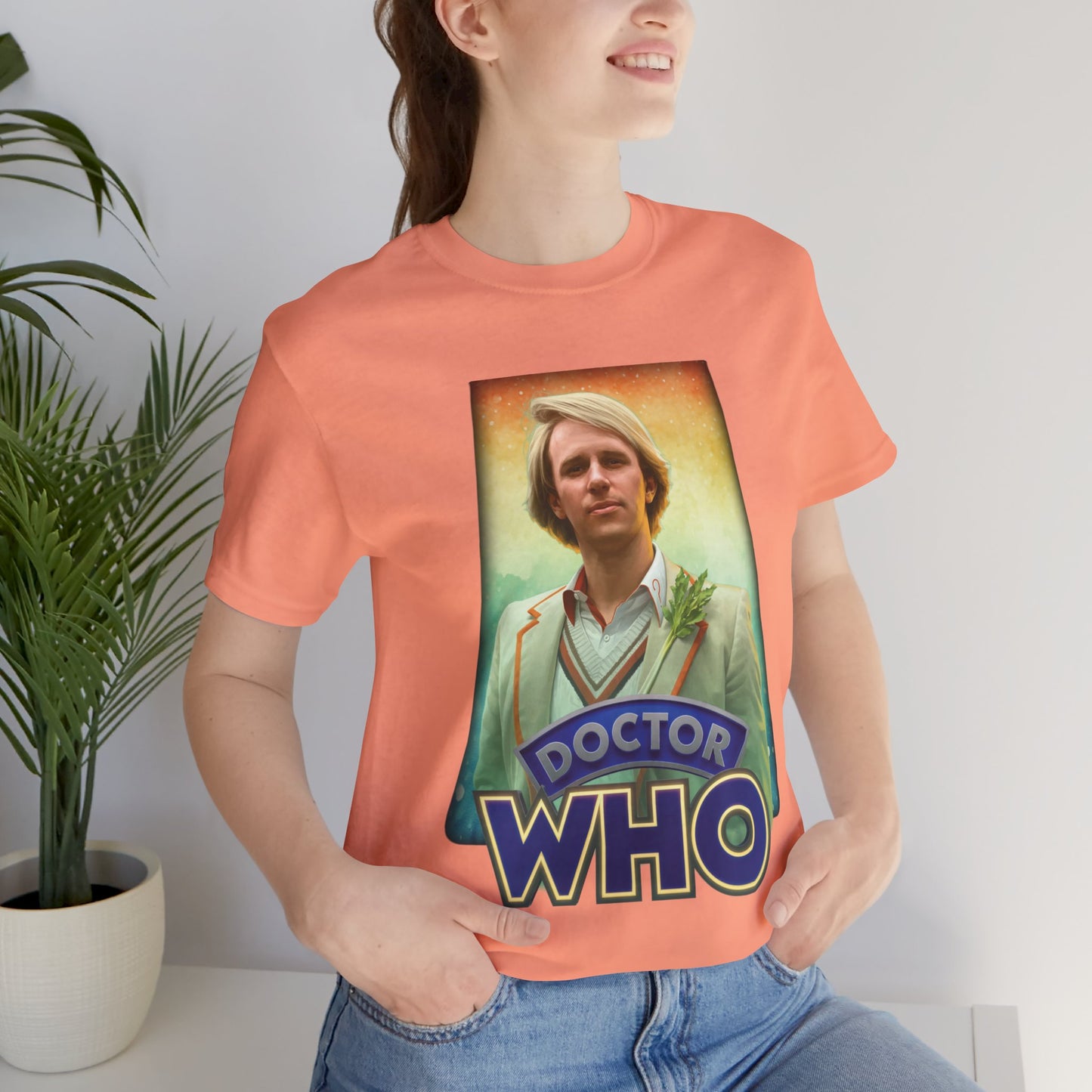 5th Doctor (Peter Davidson) and Doctor Who logo.