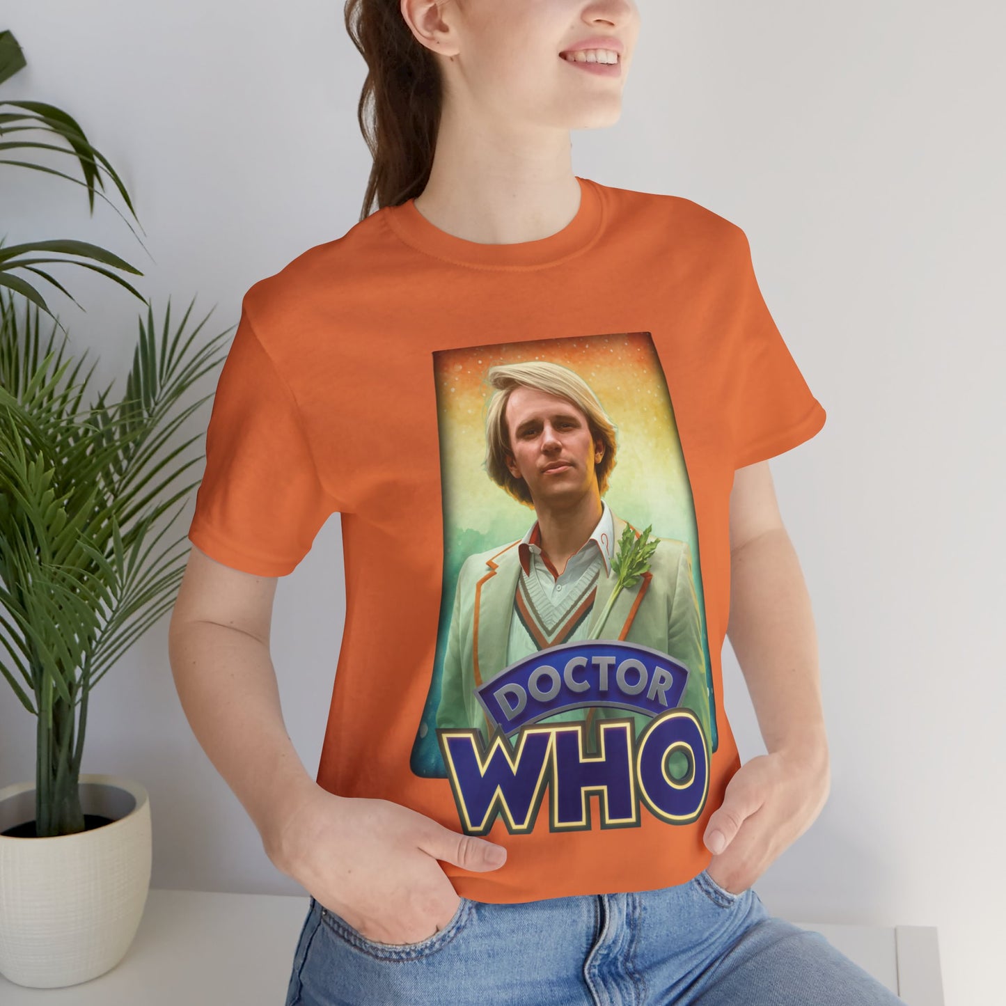 5th Doctor (Peter Davidson) and Doctor Who logo.