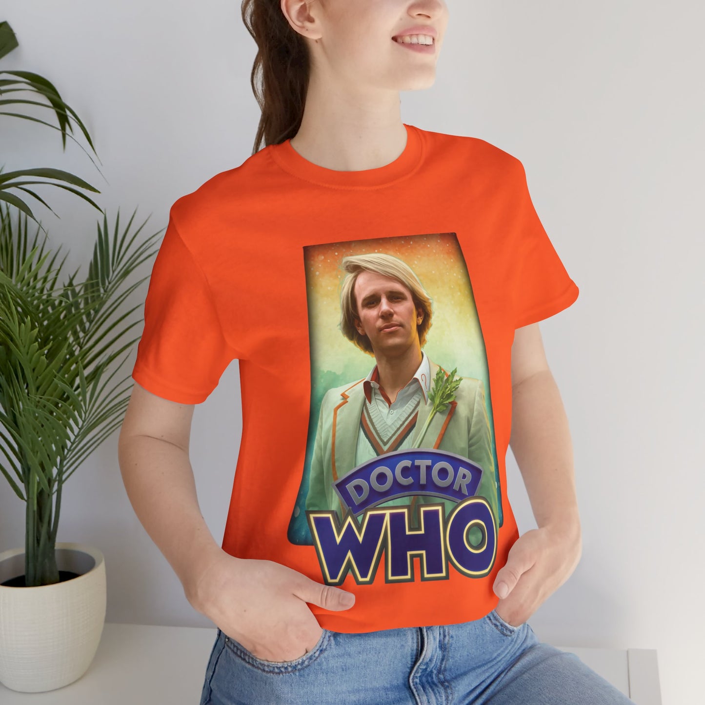 5th Doctor (Peter Davidson) and Doctor Who logo.