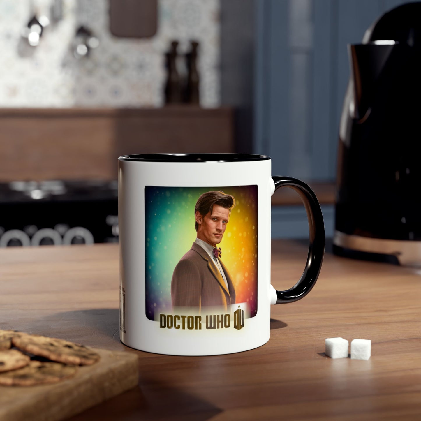 11th Doctor (Matt Smith) and Doctor Who logo mug.