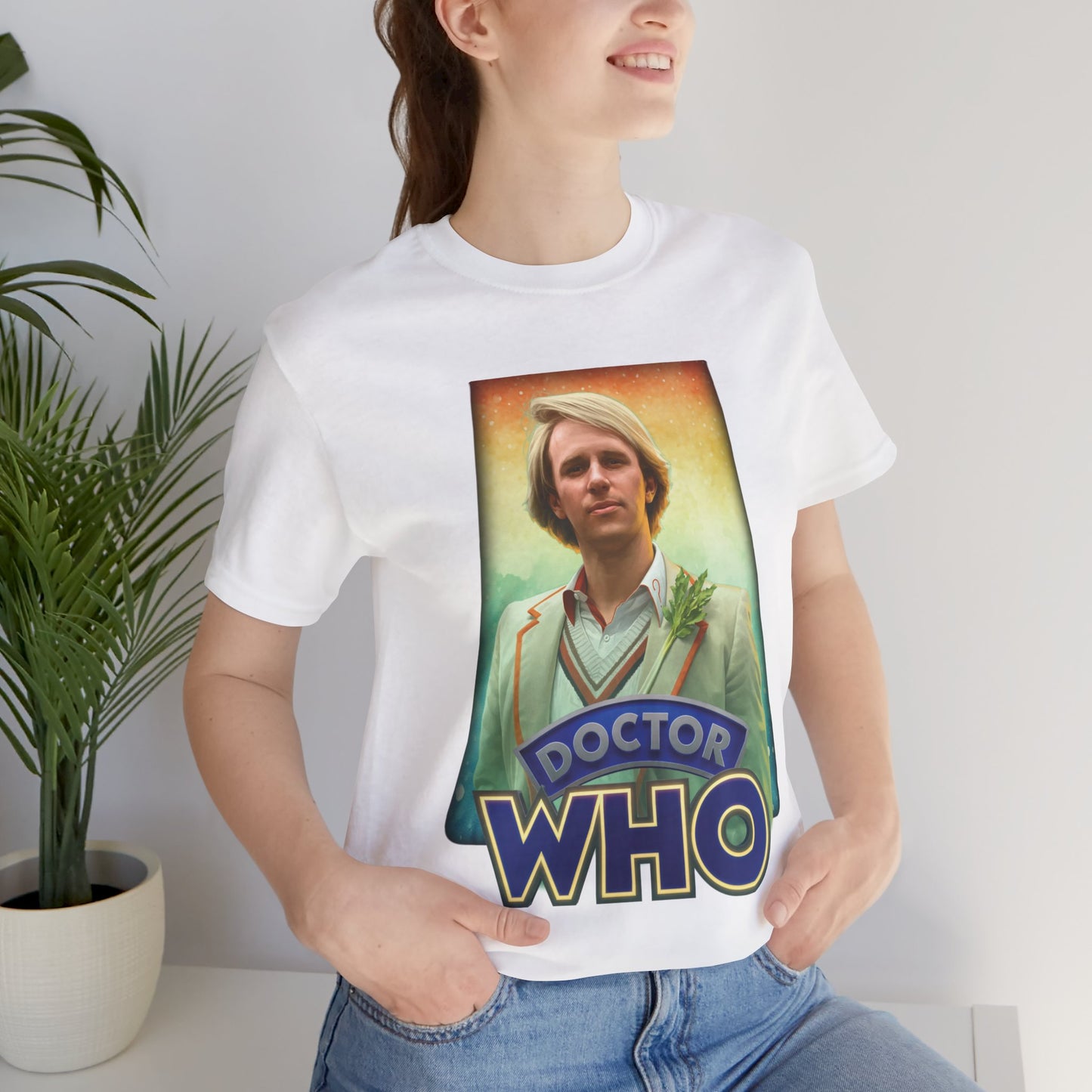 5th Doctor (Peter Davidson) and Doctor Who logo.