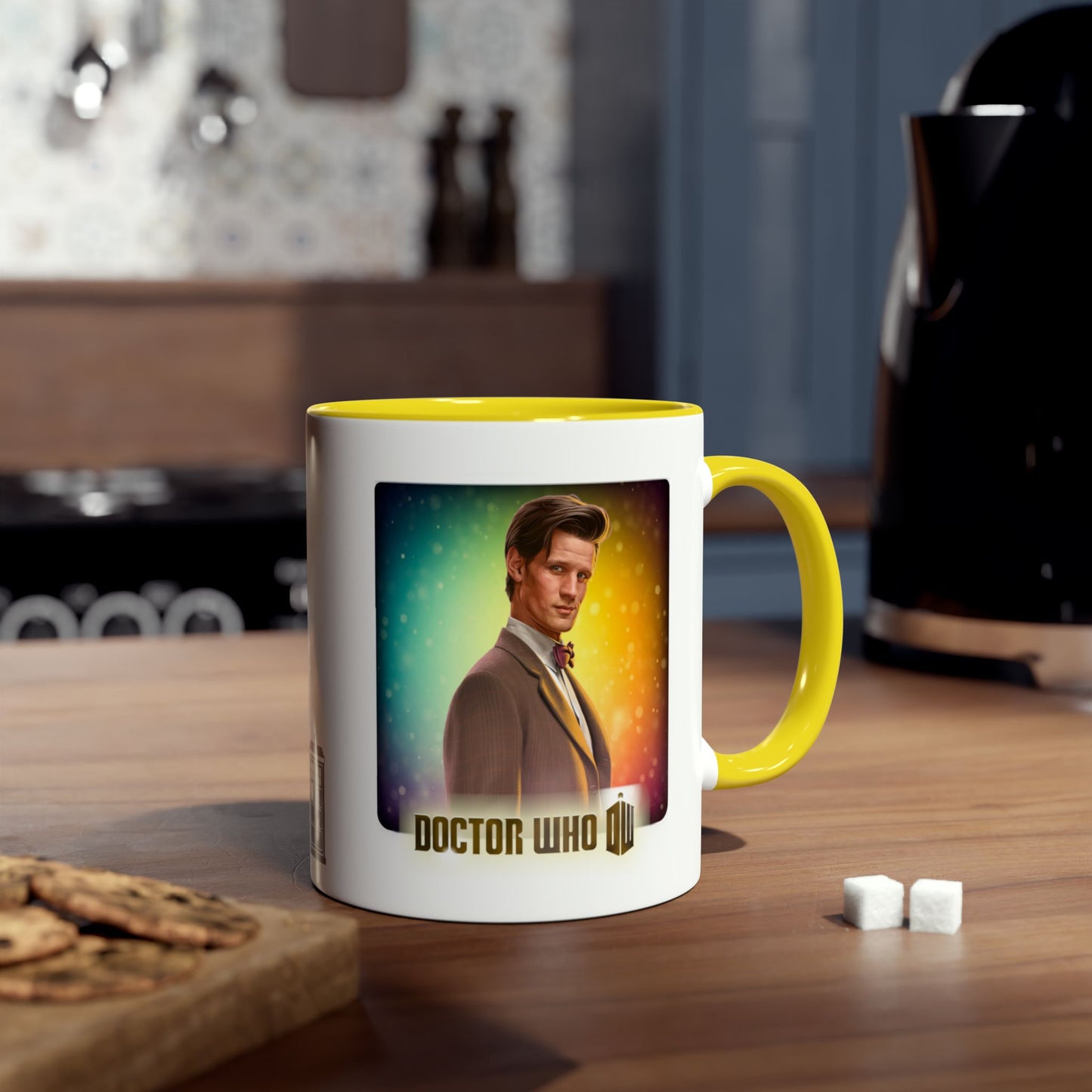 11th Doctor (Matt Smith) and Doctor Who logo mug.