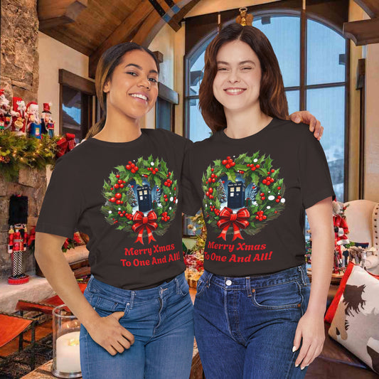 Doctor Who TARDIS Christmas T-shirt — Wreath