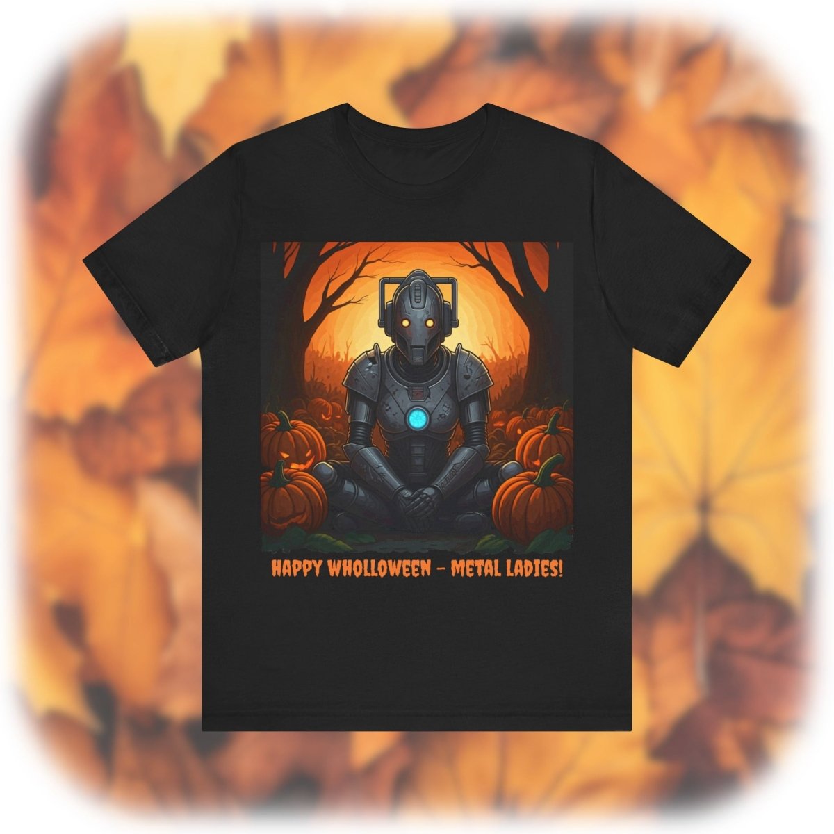 Cyber Woman getting her Wholloween chill - on with pumpkins T-shirt - soapbox169 - A Little Gift Shop