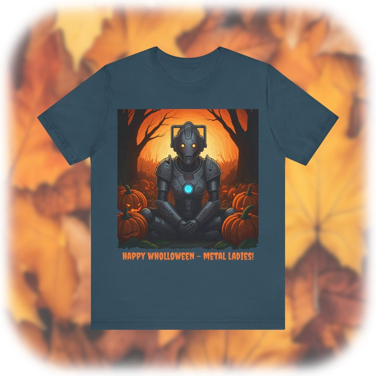 Cyber Woman getting her Wholloween chill - on with pumpkins T-shirt - soapbox169 - A Little Gift Shop