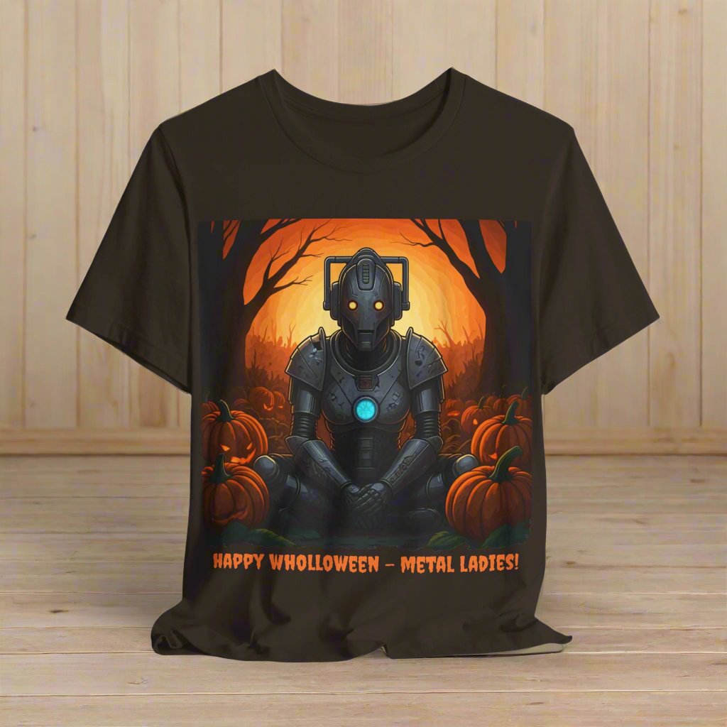 Cyber Woman getting her Wholloween chill - on with pumpkins T-shirt - soapbox169 - A Little Gift Shop