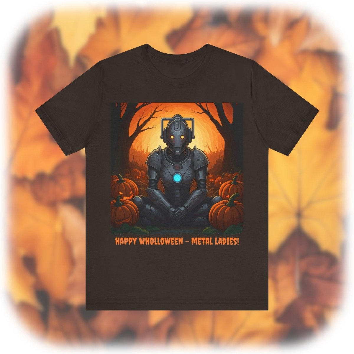 Cyber Woman getting her Wholloween chill - on with pumpkins T-shirt - soapbox169 - A Little Gift Shop