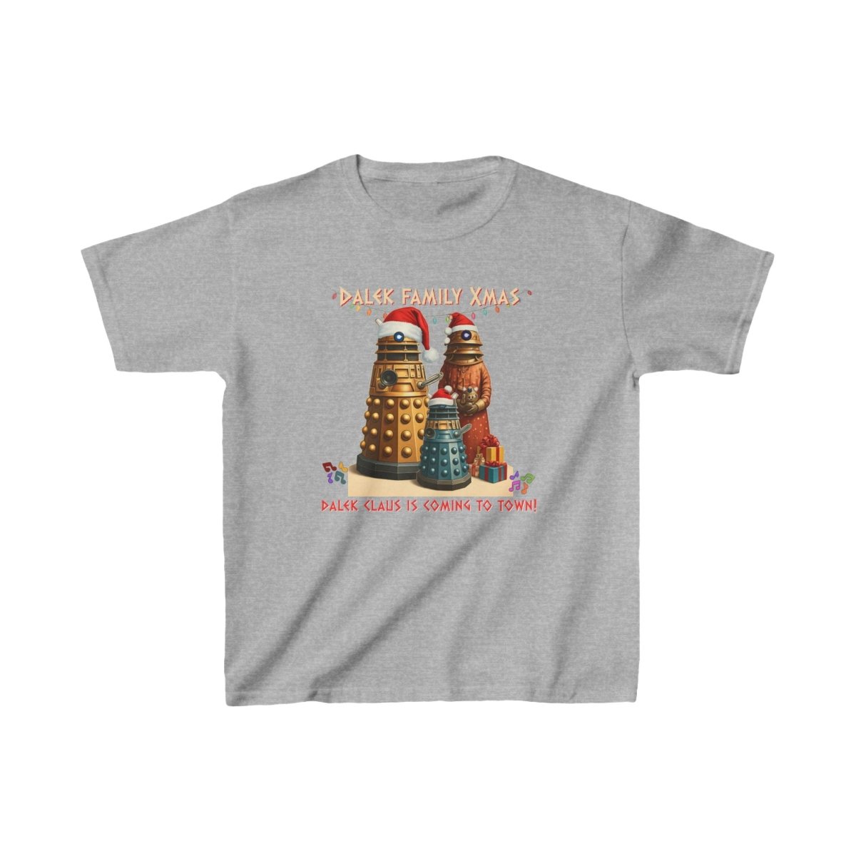 Dalek Family singing Xmas Carols - Kids Heavy Cotton T-shirt - soapbox169 - A Little Gift Shop