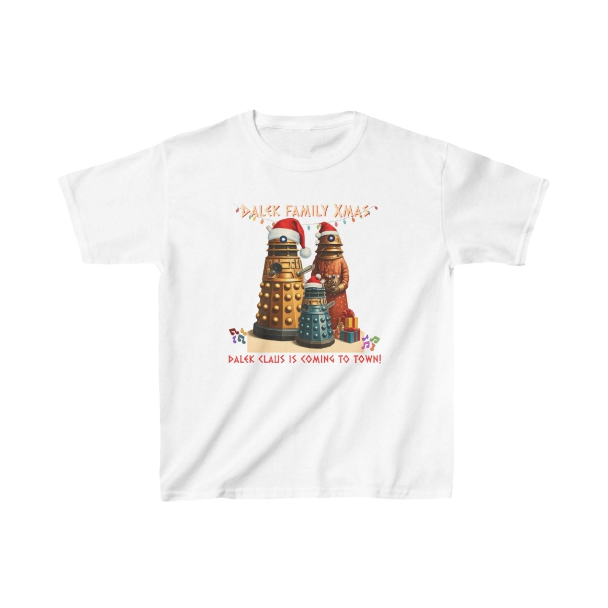 Dalek Family singing Xmas Carols - Kids Heavy Cotton T-shirt - soapbox169 - A Little Gift Shop