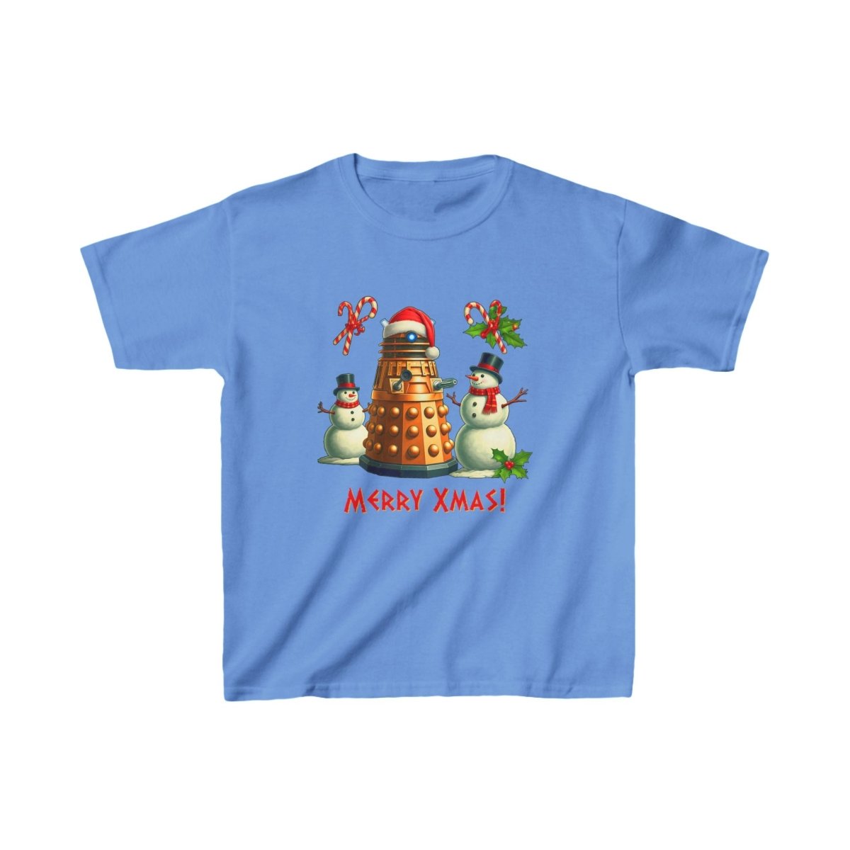 Dalek posing with Snowmen - Kids Heavy Cotton T-shirt - soapbox169 - A Little Gift Shop