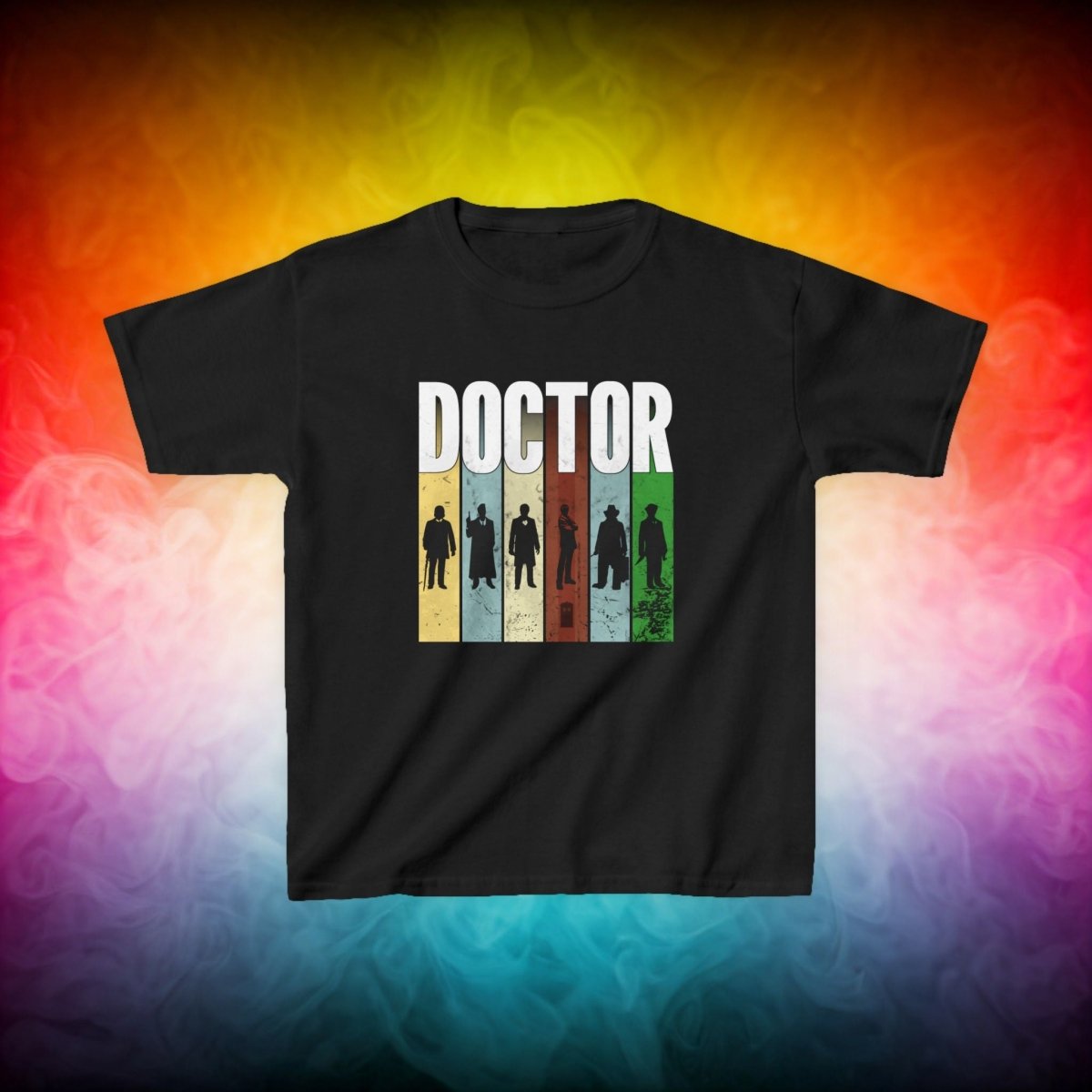 DOCTOR silhouette striped Generally Awesome T-shirt - Kids Heavy Cotton T-shirt - soapbox169 - A Little Gift Shop