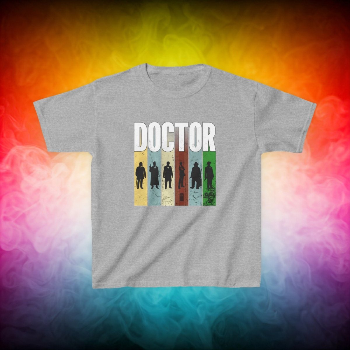 DOCTOR silhouette striped Generally Awesome T-shirt - Kids Heavy Cotton T-shirt - soapbox169 - A Little Gift Shop