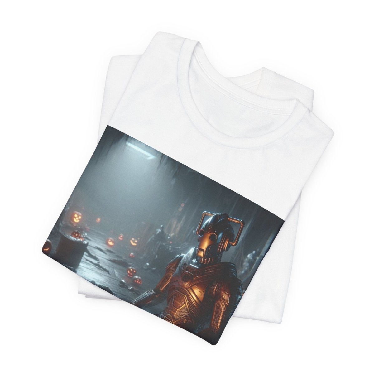 Happy Wholloween Cyberman kneeling in candy T-shirt - soapbox169 - A Little Gift Shop