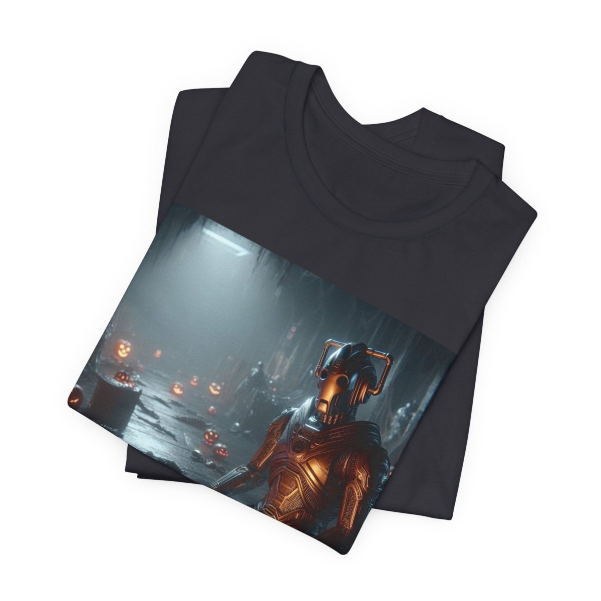 Happy Wholloween Cyberman kneeling in candy T-shirt - soapbox169 - A Little Gift Shop