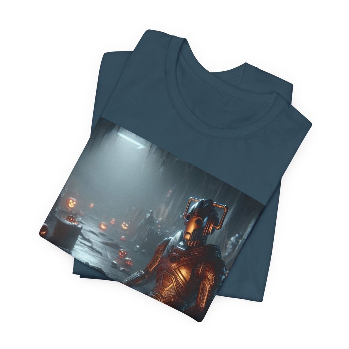 Happy Wholloween Cyberman kneeling in candy T-shirt - soapbox169 - A Little Gift Shop