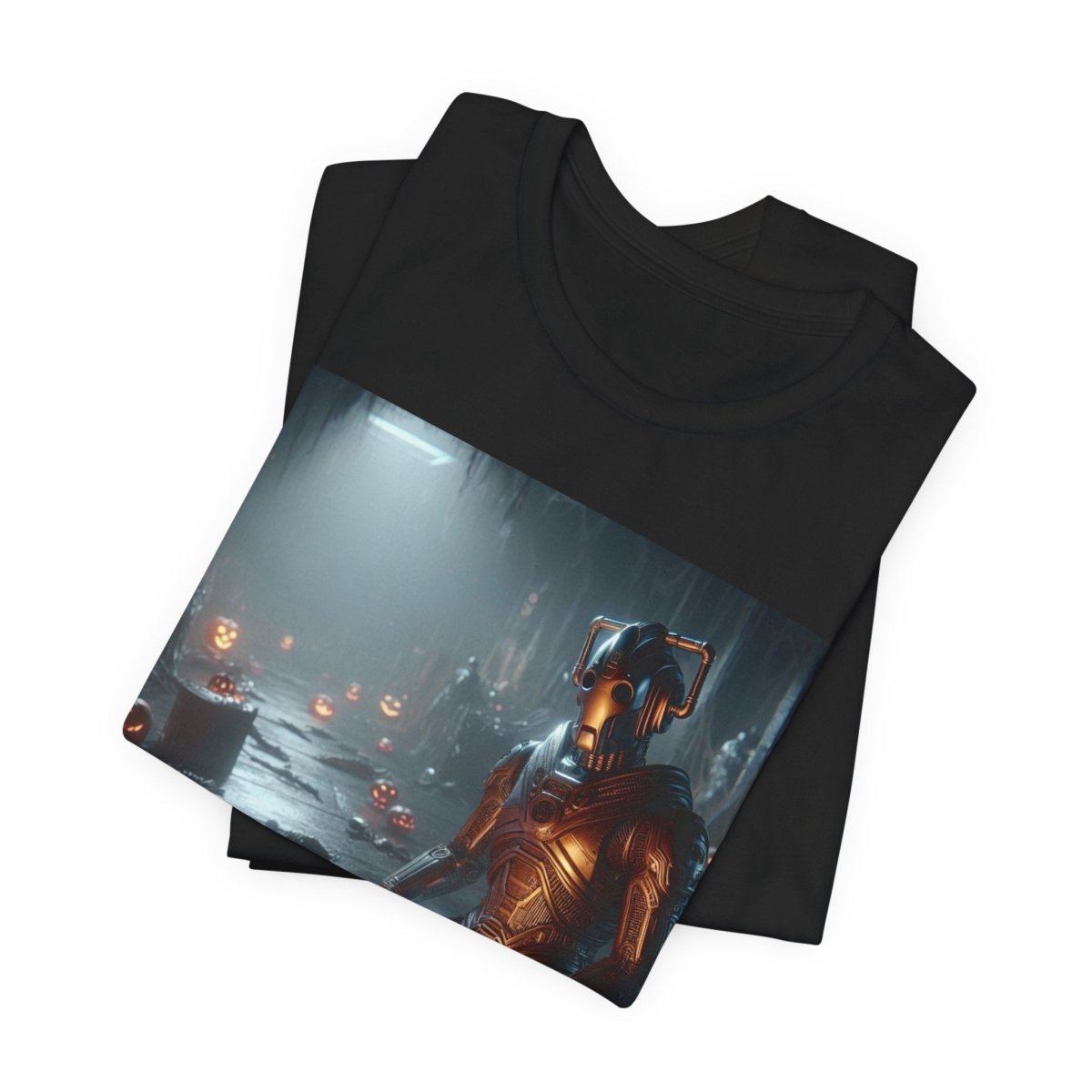 Happy Wholloween Cyberman kneeling in candy T-shirt - soapbox169 - A Little Gift Shop