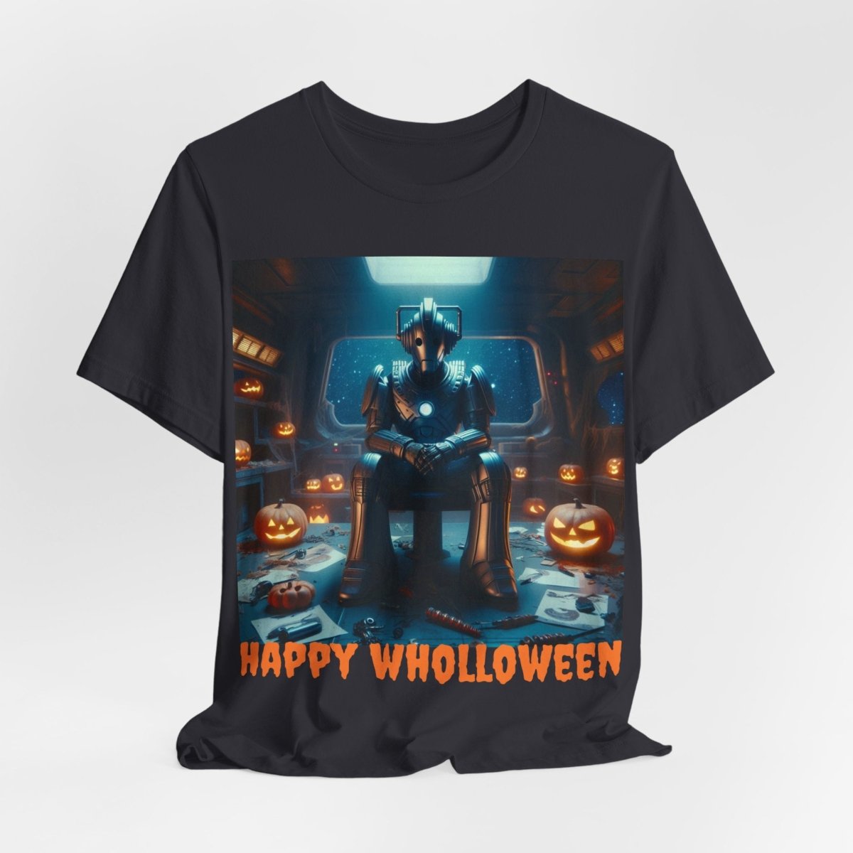 Happy Wholloween Cyberman with no candy T-shirt - soapbox169 - A Little Gift Shop