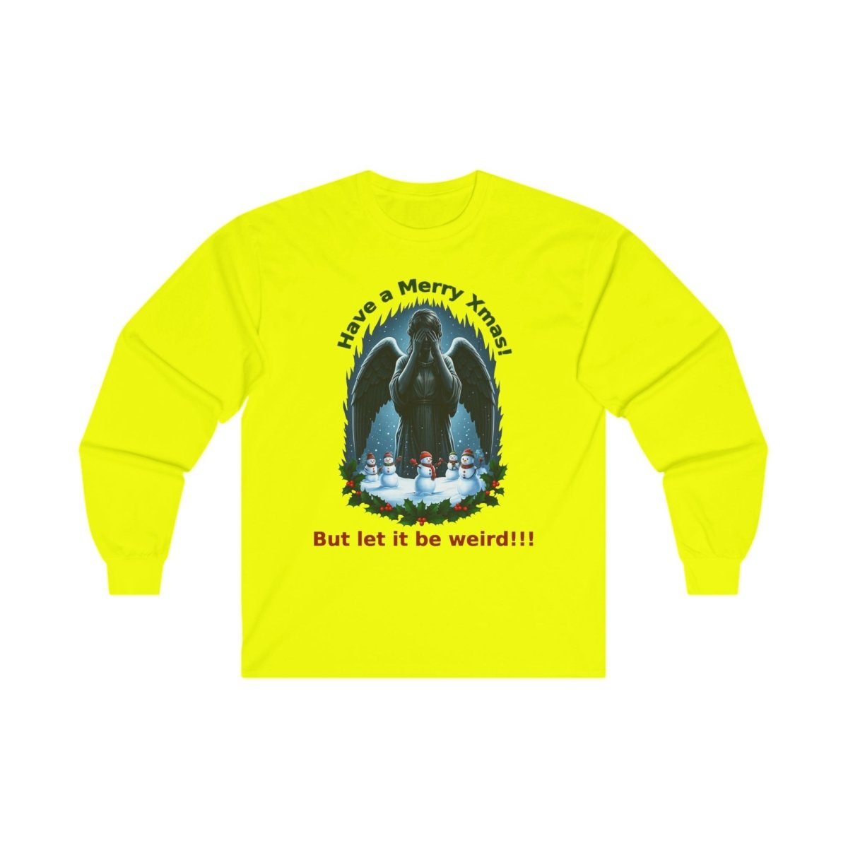Have a weird Xmas! Weeping Angel Long Sleeve T-shirt with some cute Snowmen - soapbox169 - A Little Gift Shop