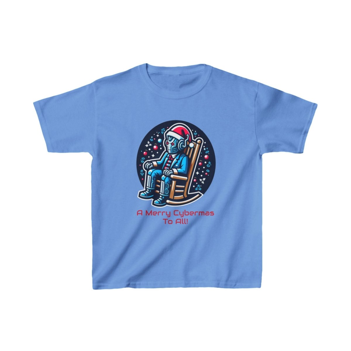 Moderately tired Cyber Santa in a rocking chair - Kids Heavy Cotton T-shirt - soapbox169 - A Little Gift Shop