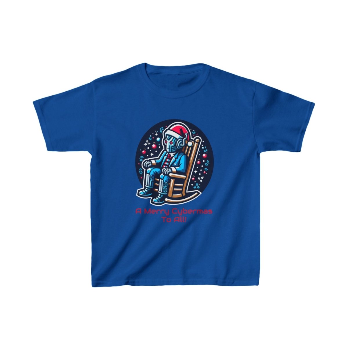 Moderately tired Cyber Santa in a rocking chair - Kids Heavy Cotton T-shirt - soapbox169 - A Little Gift Shop