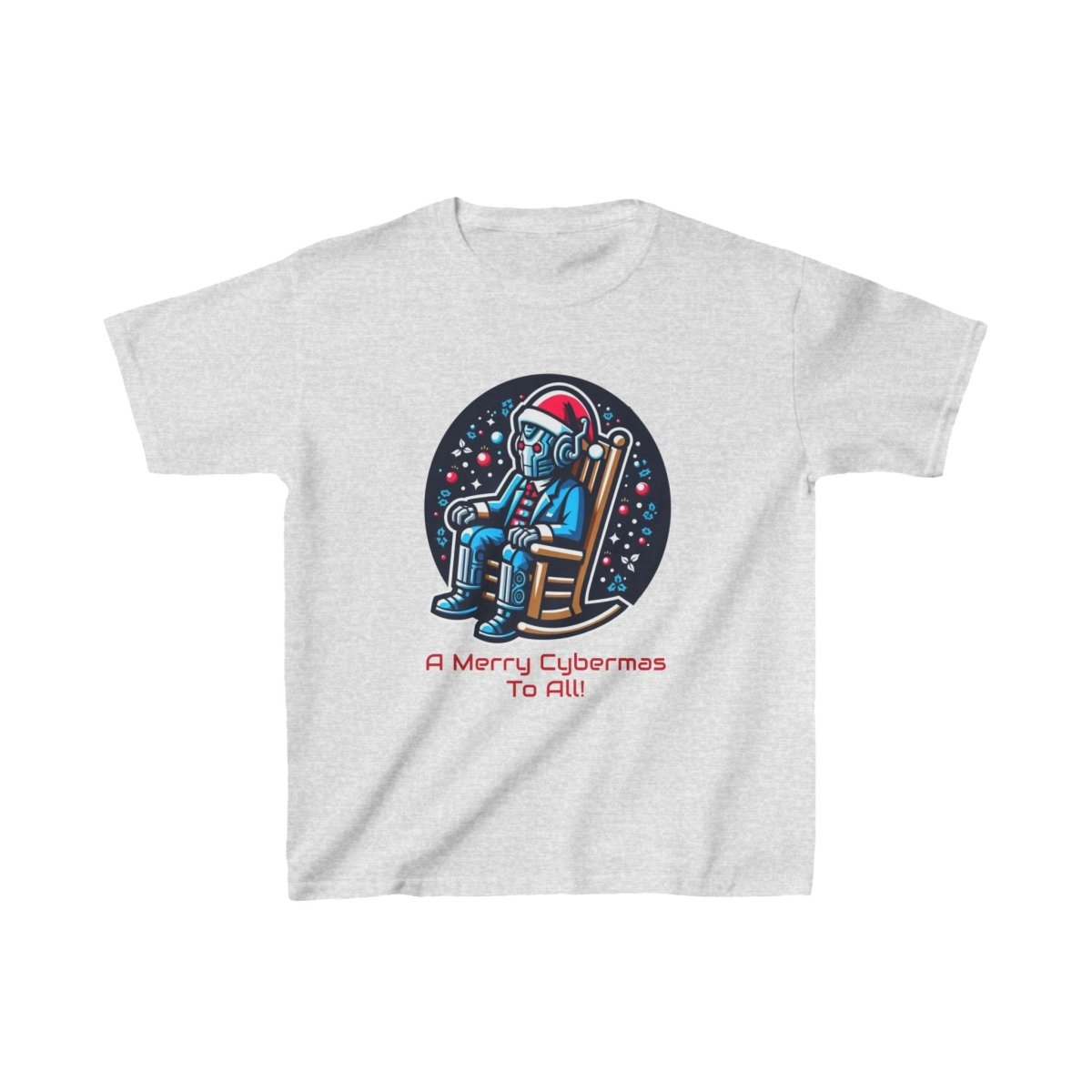 Moderately tired Cyber Santa in a rocking chair - Kids Heavy Cotton T-shirt - soapbox169 - A Little Gift Shop