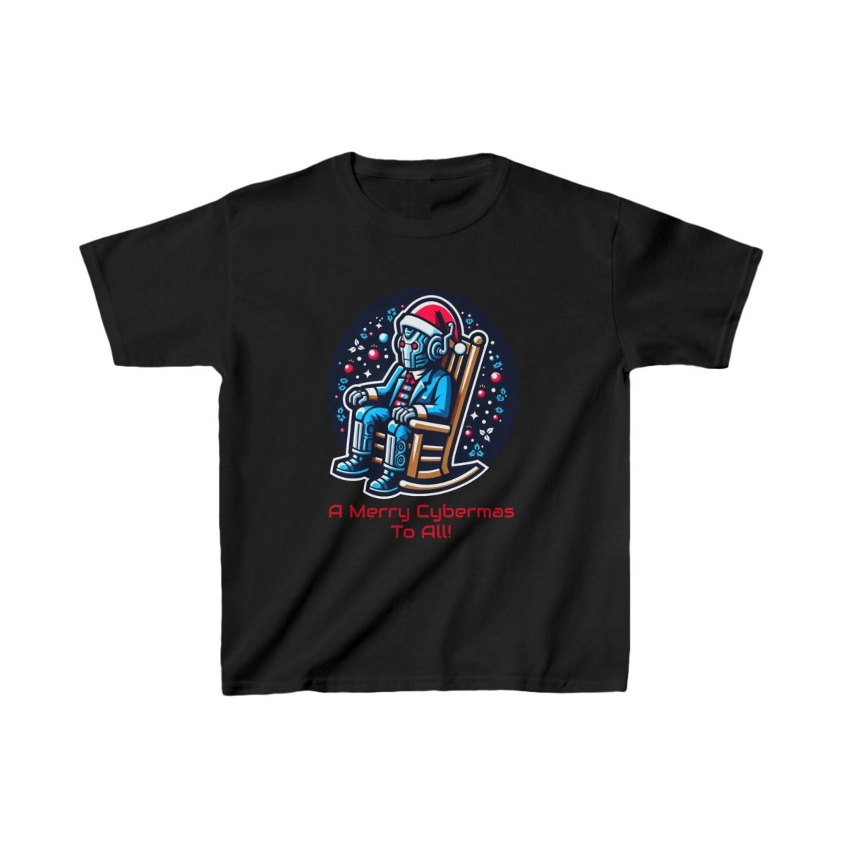 Moderately tired Cyber Santa in a rocking chair - Kids Heavy Cotton T-shirt - soapbox169 - A Little Gift Shop