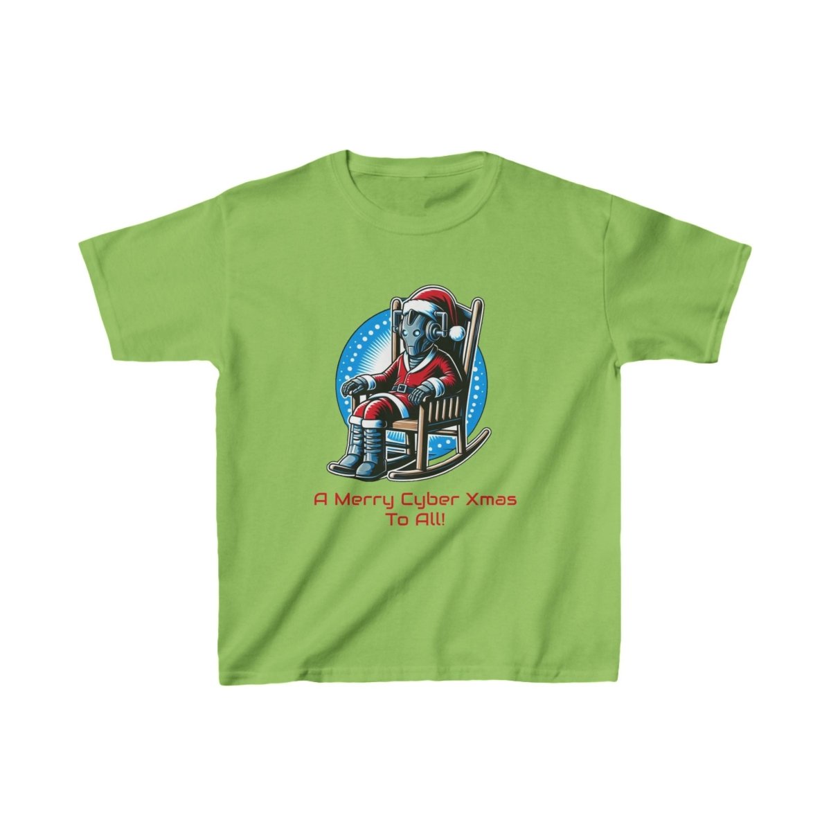 Really tired Cyber Santa in a rocking chair - Kids Heavy Cotton T-shirt - soapbox169 - A Little Gift Shop