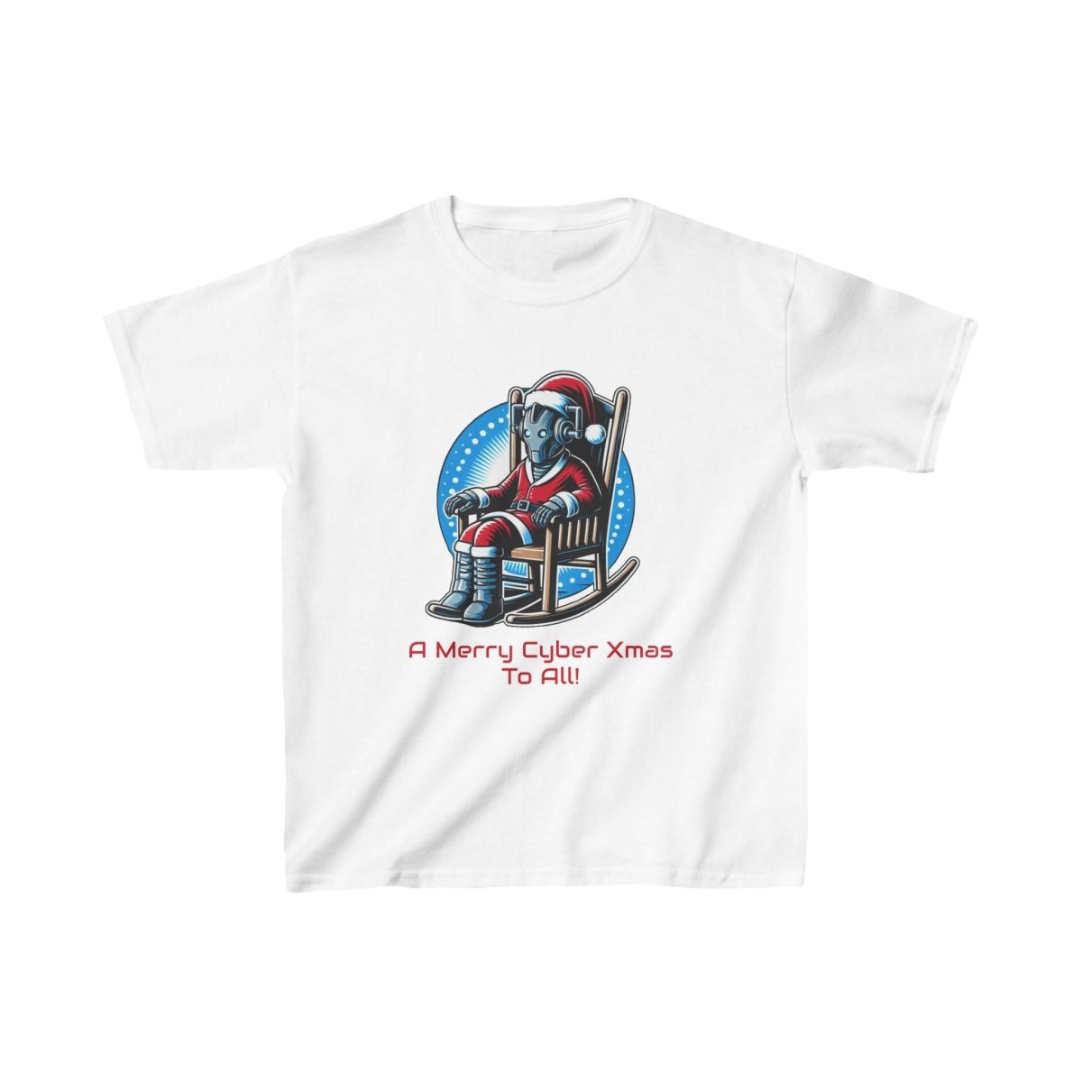 Really tired Cyber Santa in a rocking chair - Kids Heavy Cotton T-shirt - soapbox169 - A Little Gift Shop