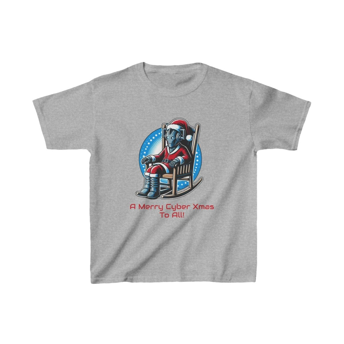 Really tired Cyber Santa in a rocking chair - Kids Heavy Cotton T-shirt - soapbox169 - A Little Gift Shop