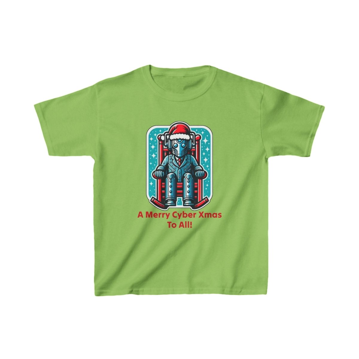 Slightly tired Cyber Santa in a rocking chair - Kids Heavy Cotton T-shirt - soapbox169 - A Little Gift Shop