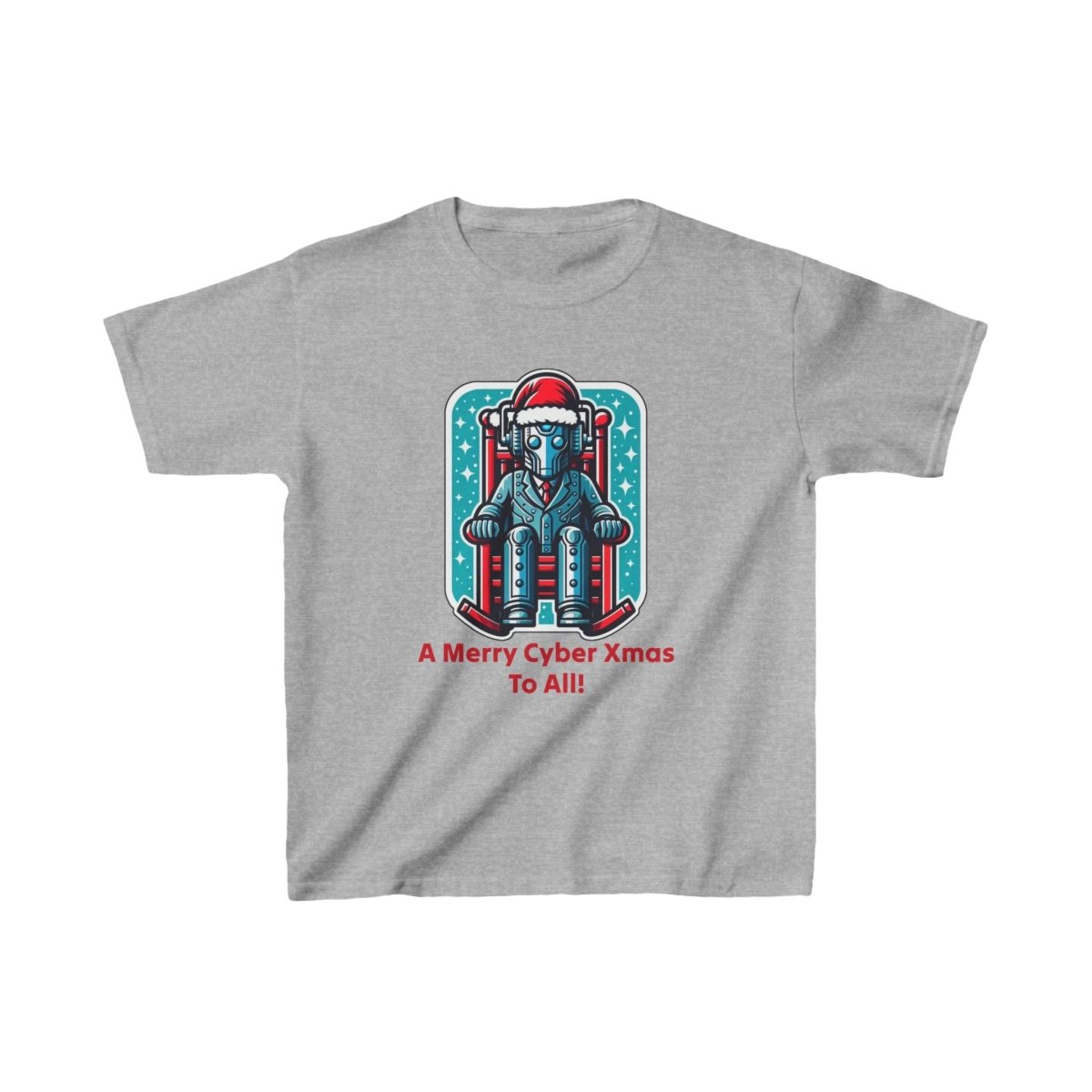 Slightly tired Cyber Santa in a rocking chair - Kids Heavy Cotton T-shirt - soapbox169 - A Little Gift Shop