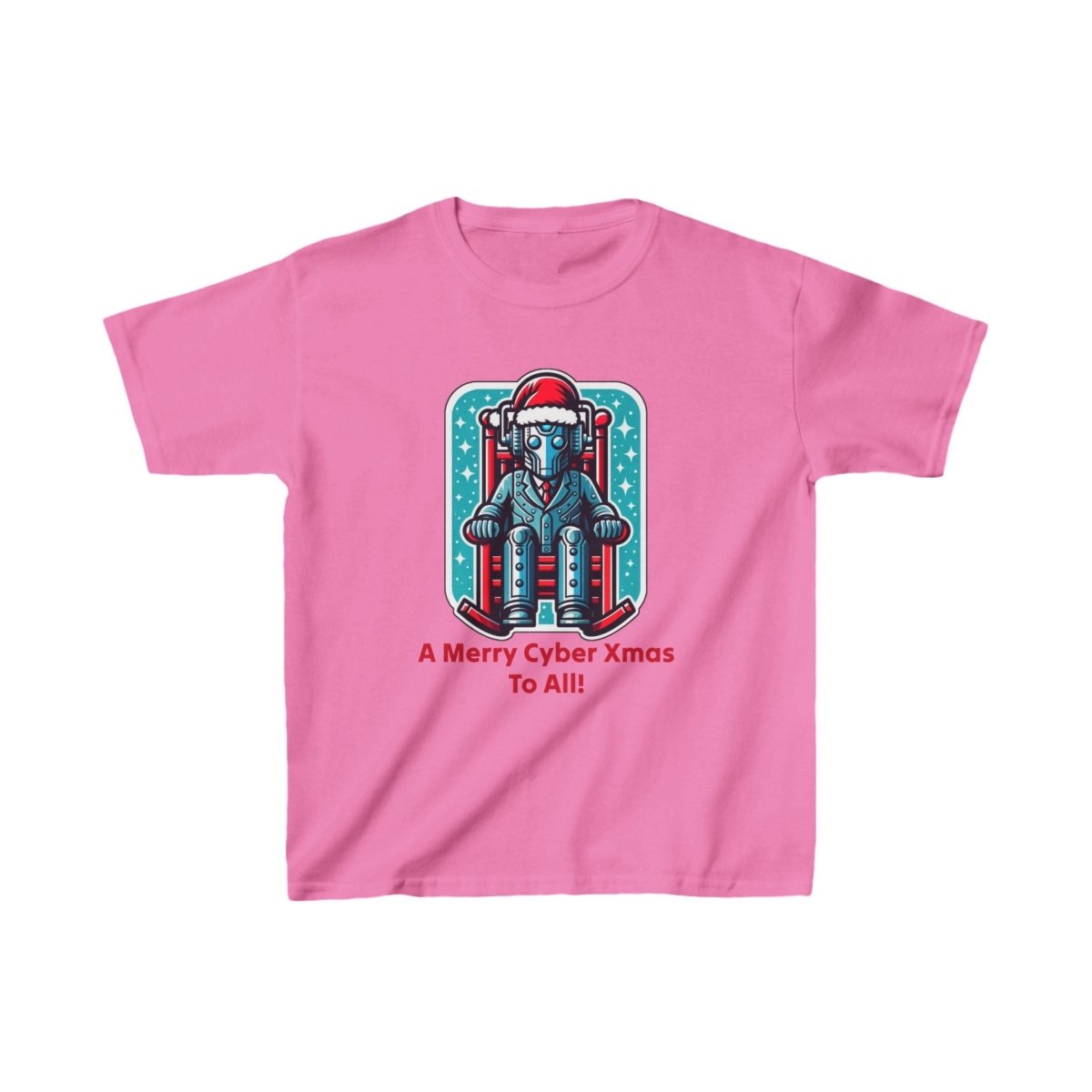 Slightly tired Cyber Santa in a rocking chair - Kids Heavy Cotton T-shirt - soapbox169 - A Little Gift Shop
