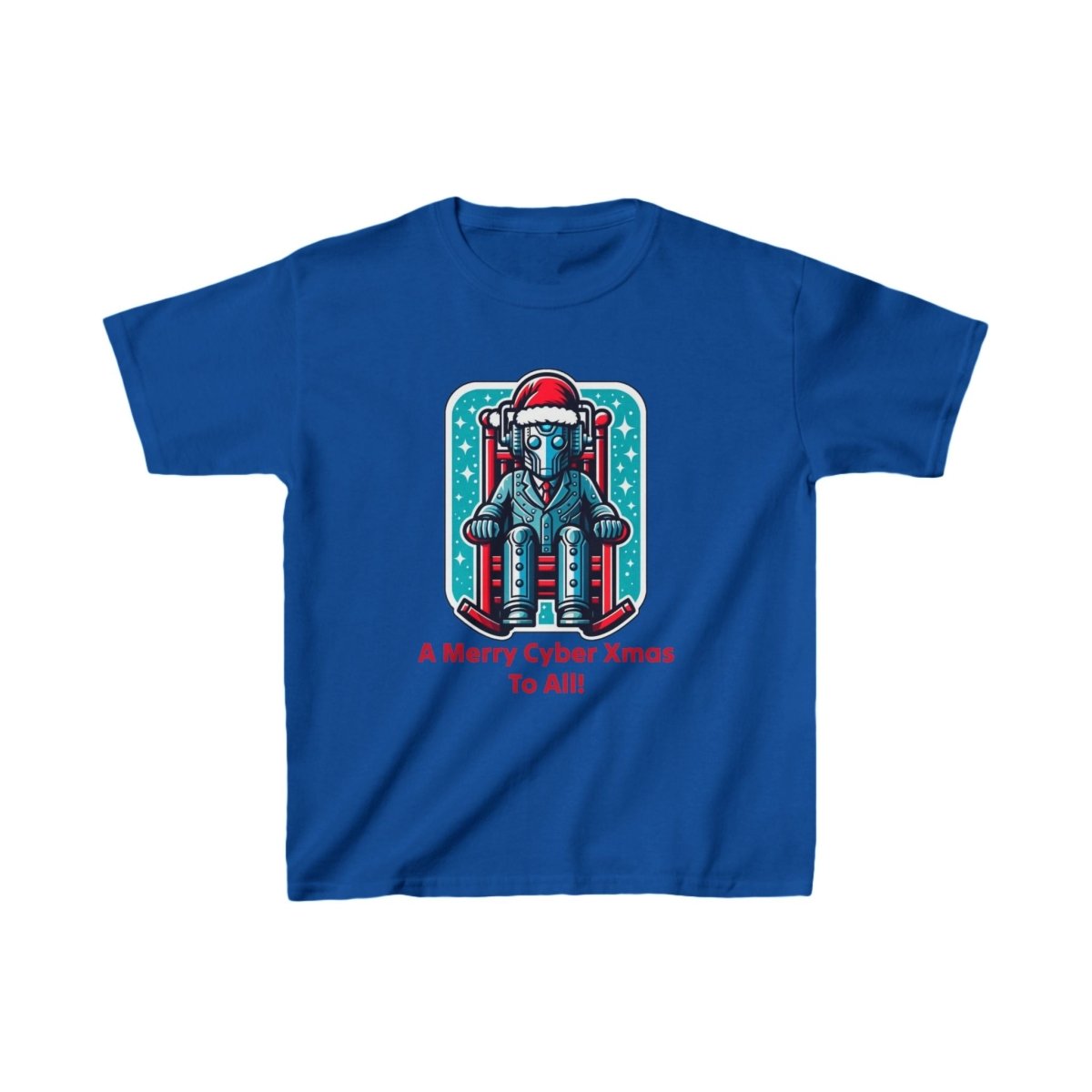 Slightly tired Cyber Santa in a rocking chair - Kids Heavy Cotton T-shirt - soapbox169 - A Little Gift Shop