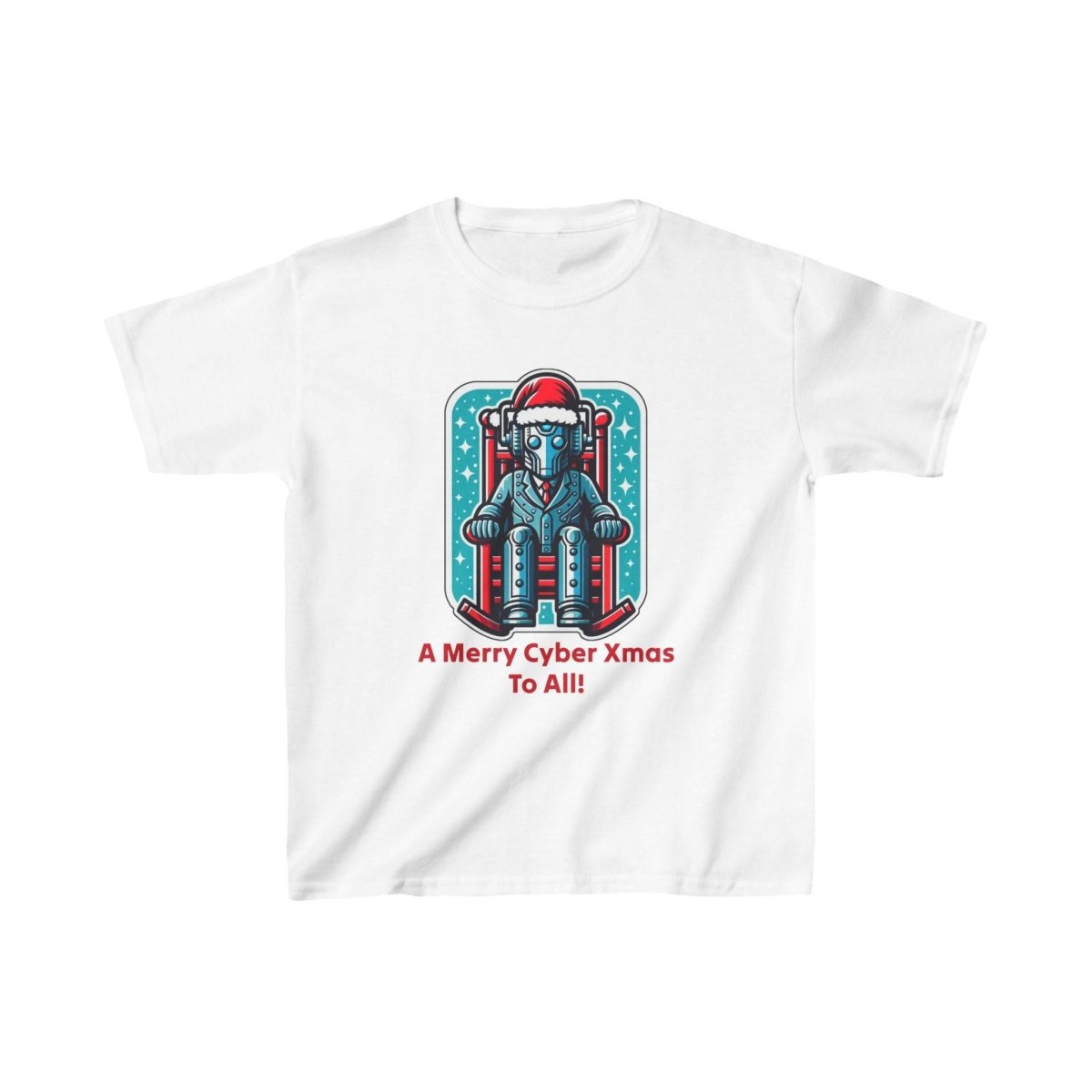 Slightly tired Cyber Santa in a rocking chair - Kids Heavy Cotton T-shirt - soapbox169 - A Little Gift Shop