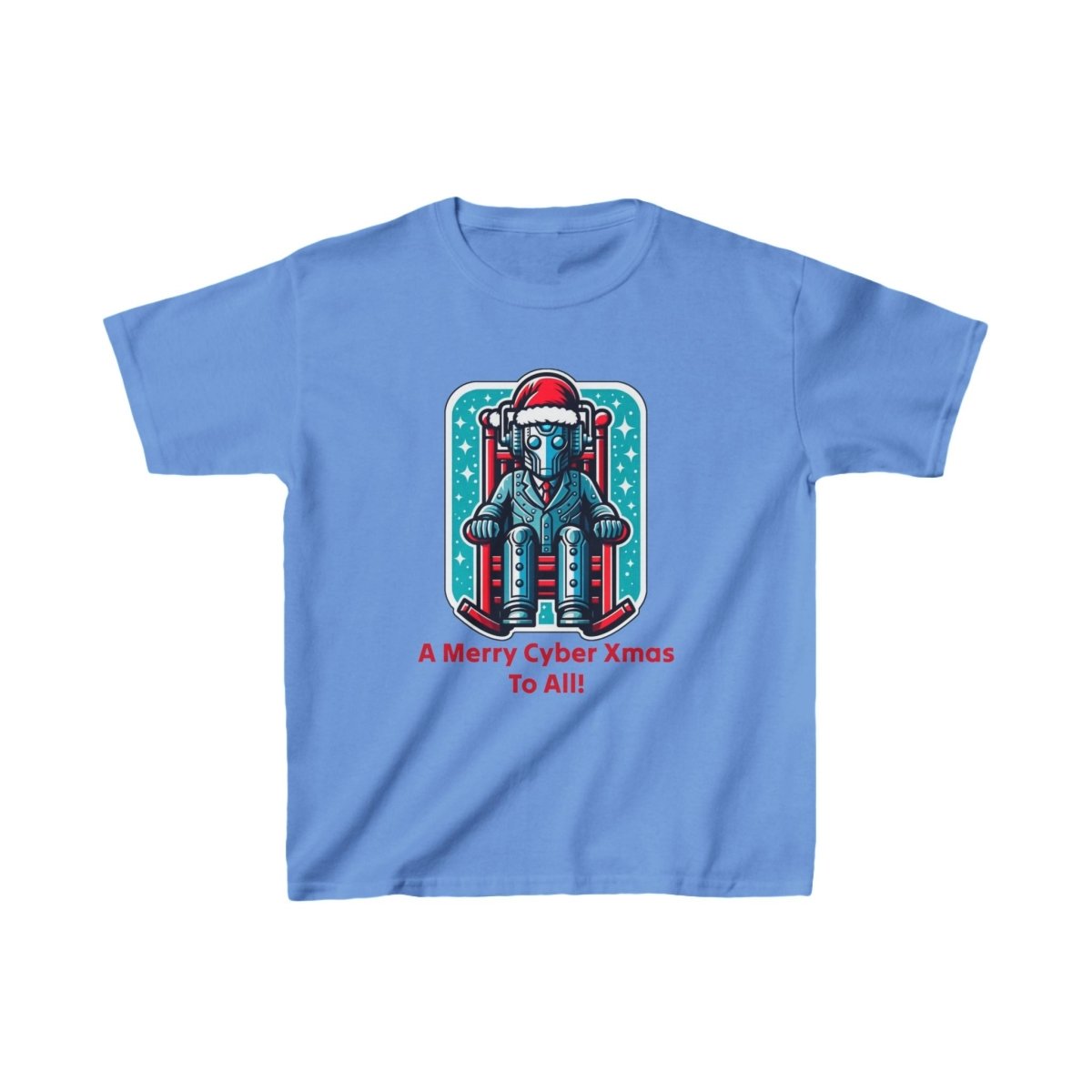 Slightly tired Cyber Santa in a rocking chair - Kids Heavy Cotton T-shirt - soapbox169 - A Little Gift Shop
