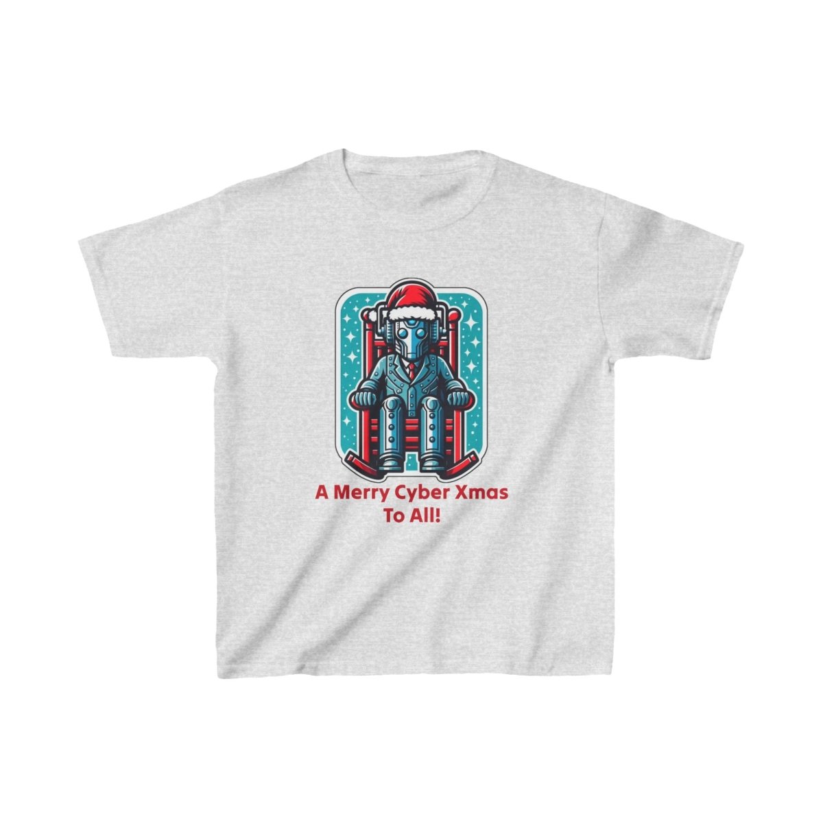 Slightly tired Cyber Santa in a rocking chair - Kids Heavy Cotton T-shirt - soapbox169 - A Little Gift Shop