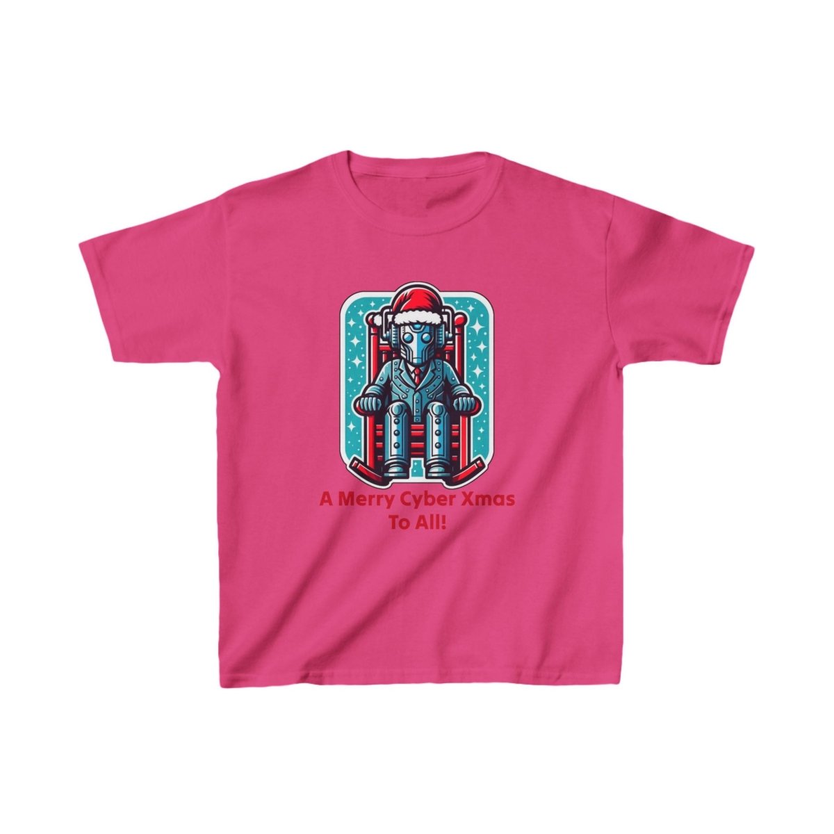Slightly tired Cyber Santa in a rocking chair - Kids Heavy Cotton T-shirt - soapbox169 - A Little Gift Shop