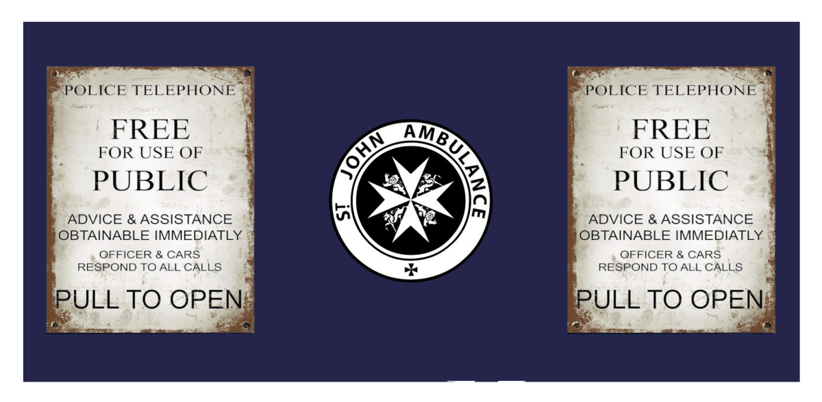 TARDIS Plaque & St. John Ambulance Emblem. Time weathered version (Available in 11 oz & 15 oz sizes.) - soapbox169 - A Little Gift Shop