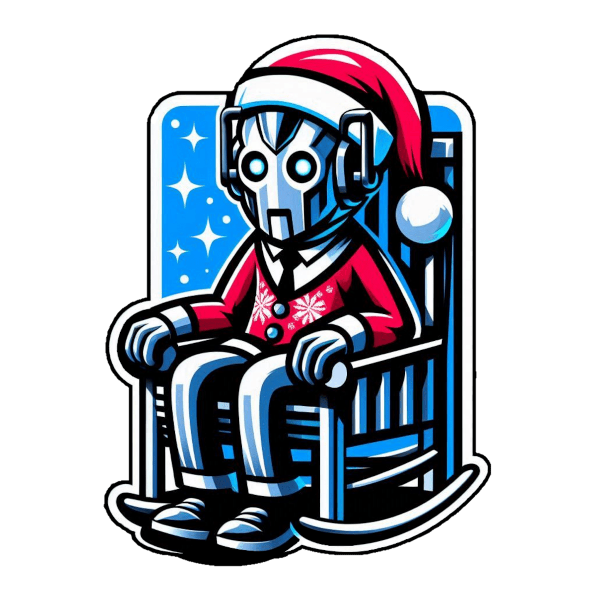 Very tired Cyberman Santa in rocking chair - Kids Heavy Cotton T-shirt - Kids clothes