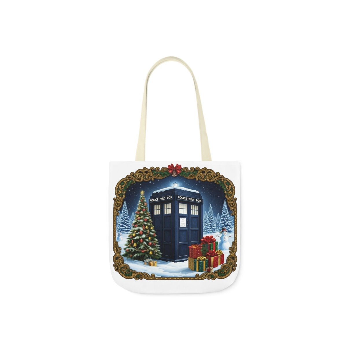 Xmas themed TARDIS Tote Bag to carry all your Doctor Who swag. - soapbox169 - A Little Gift Shop