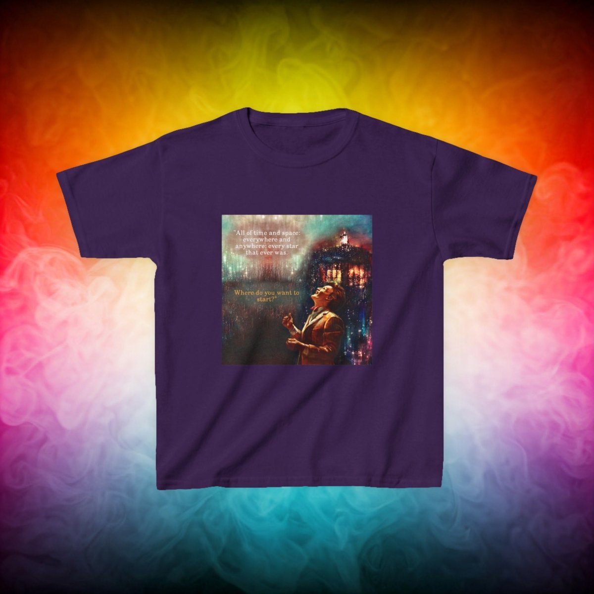 11th Doctor "All of time and space..." quote T-shirt featuring The TARDIS - Kids Heavy Cotton T-shirt - soapbox169 - A Little Gift Shop