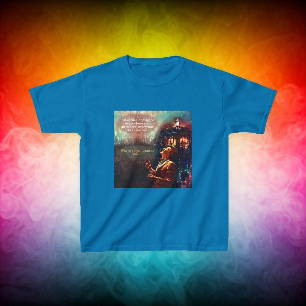 11th Doctor "All of time and space..." quote T-shirt featuring The TARDIS - Kids Heavy Cotton T-shirt - soapbox169 - A Little Gift Shop