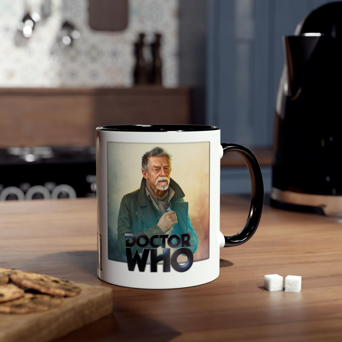 The War Doctor (John Hurt) and Doctor Who logo mug.