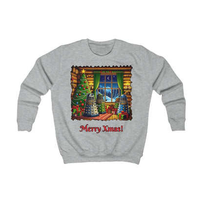 Dalek Family Xmas inside a log cabin Kids Sweatshirt - soapbox169 - A Little Gift Shop