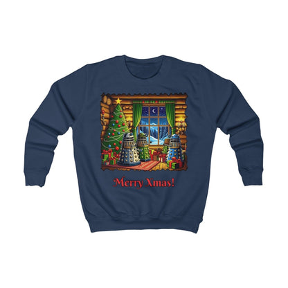 Dalek Family Xmas inside a log cabin Kids Sweatshirt - soapbox169 - A Little Gift Shop
