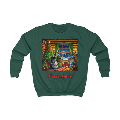 Dalek Family Xmas inside a log cabin Kids Sweatshirt - soapbox169 - A Little Gift Shop