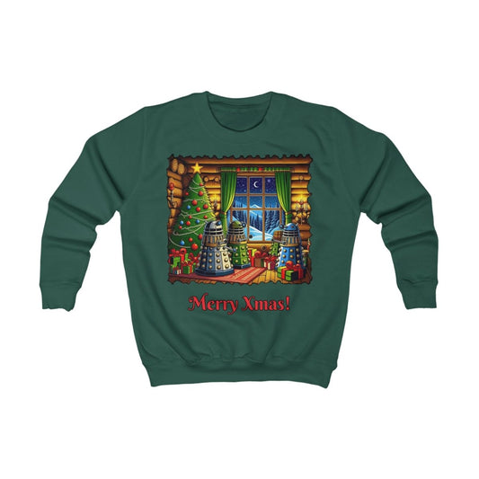 Dalek Family Xmas inside a log cabin Kids Sweatshirt - soapbox169 - A Little Gift Shop