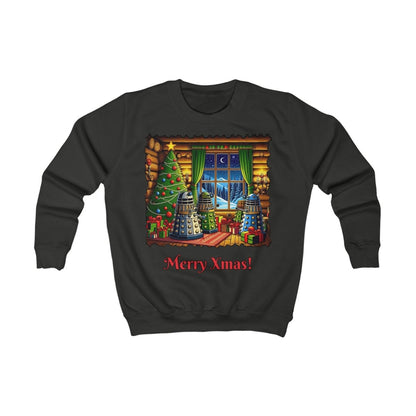 Dalek Family Xmas inside a log cabin Kids Sweatshirt - soapbox169 - A Little Gift Shop